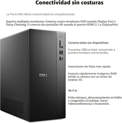 Miniatura 3 de Dell ECT1250 - Computadora de escritorio torre para multitarea definitiva en el hogar y la oficina, CPU Intel de 4 núcleos de 14ª