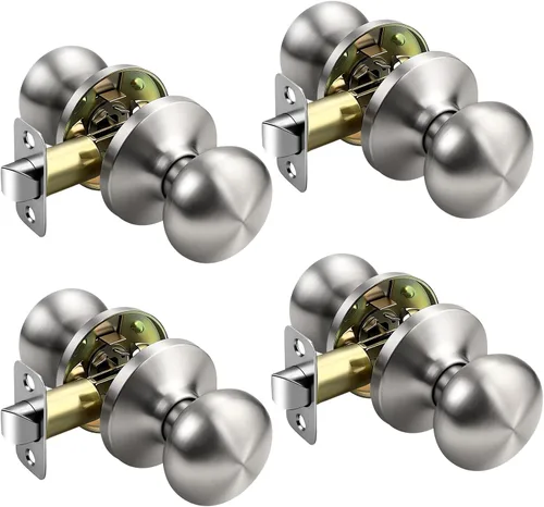 Miniatura 74 de KNOBWELL Paquete de 8 pomos de puerta de privacidad para baño y dormitorio, pomo de puerta negro mate con cerradura, cerradura de manija de puerta