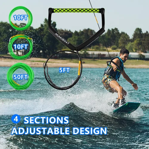 Miniatura 5 de Dyneema - Cuerda de wakeboard de 75 pies, cuerda de wakeboard no elástica y mango de esquí acuático para deportes acuáticos, 4 secciones cuerda