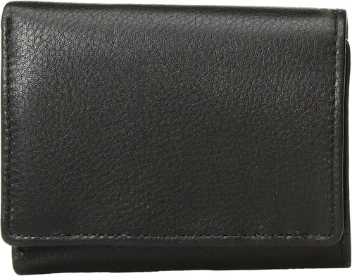 Perry Ellis Park Avenue - Cartera triple de piel para hombre con 3 ventanas de identificación, textura natural, cosida, duradera y práctica
