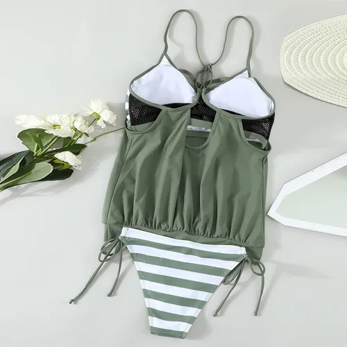 Miniatura 4 de Traje de baño de mujer estampado con panel dividido en ángulo plano grande Dreess traje de baño ajustado cómodo traje de baño casual