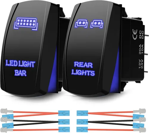 Xislet Barra de Luces LED e Interruptores Basculantes de Luz Trasera de 5 Pines Láser de Encendido/Apagado con Set de Cables Puente Compatible con
