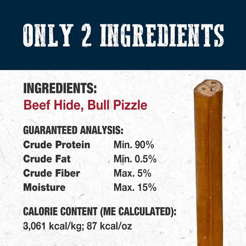 Miniatura 5 de Cadet Nervio de toro para perros grandes, 100% pizzle de res natural, masticables de ingredientes limitados y larga duración para perros que muerden