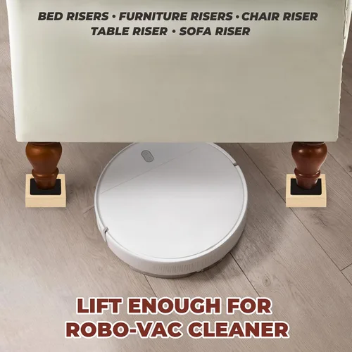 Miniatura 7 de Elevadores de cama, elevadores de muebles (juego de 8 - altura de 1") se pueden ajustar a 2'', 3'' o 4'', elevadores de muebles elevadores, madera