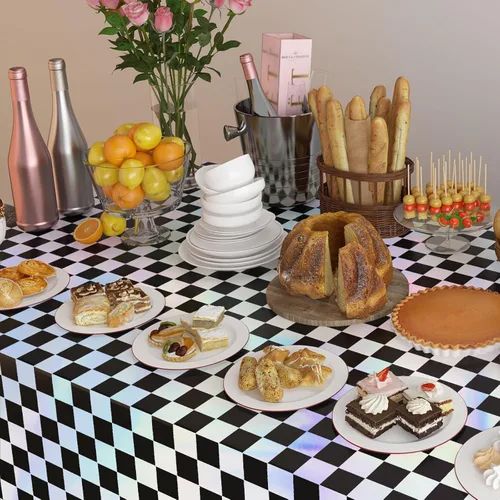 Miniatura 5 de 4 Pack Gingham Plastic Tablecloths Disposable Table Cover Sparkly Foil Table Cloth for Rectangle Tables Party Decorations Birthday Princess Bridal
