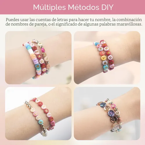 Miniatura 6 de SUTOUG 1000 cuentas de letras coloridas para enhebrar, cuentas redondas acrílicas de 0.15 x 0.27 pulgadas para hacer joyas DIY, manualidades