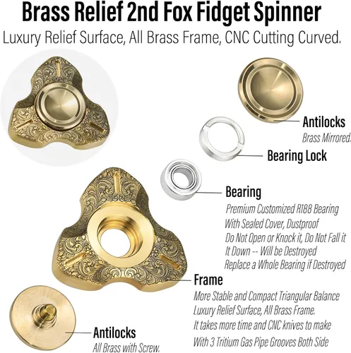 Miniatura 3 de FREELOVE Spinner de metal premium para adultos, giratorio silencioso pesado de acero inoxidable con rodamiento de precisión, pequeño juguete