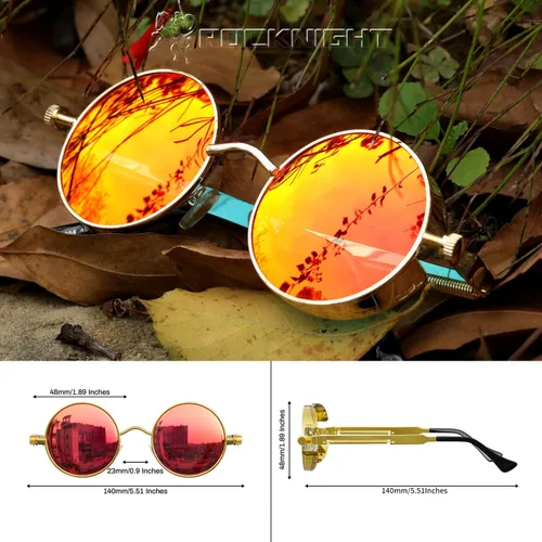 Miniatura 4 de ROCKNIGHT Gafas de sol Gothic Steampunk redondas polarizadas UV400 con protección unisex