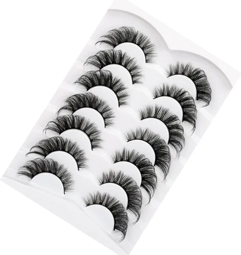 Miniatura 118 de Pooplunch - Pestañas postizas finas de visón sintético, estilo ojo de gato, naturales, cruzadas, tipo racimo, efecto 8D de volumen, tiras
