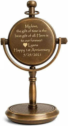 Miniatura 2 de PORTHO Reloj de escritorio personalizado, reloj de mesa silencioso para decoración del hogar y la oficina, reloj único de la vieja escuela