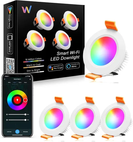 Miniatura 9 de LightingWill Iluminación LED empotrada de 2 pulgadas, Downlight LED inteligente WiFi, luz de techo de 5W compatible con Alexa/Google Assistant, RGB