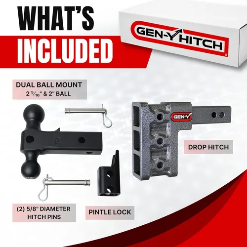 Miniatura 5 de GEN-Y Hitch Enganche de remolque para receptor de 2.5 pulgadas Caída de 6 pulgadas - 3 posiciones ajustables Capacidad de remolque de 21 k