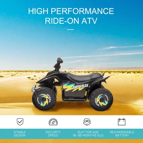 Miniatura 3 de Aosom 6V ATV para niños de 4 ruedas, vehículo con batería y motor eléctrico, cuatrimoto con cambio de marcha hacia adelante/en reversa para niños