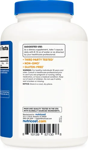 Miniatura 4 de Nutricost Complejo de Magnesio 250mg, 240 cápsulas – Óxido de magnesio, citrato y glicinato – Sin gluten y sin OGM