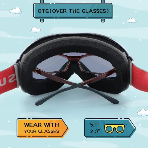 Miniatura 4 de Supertrip Gafas de esquí para niños, gafas de snowboard antivaho para niños y niñas de 5 a 15 años