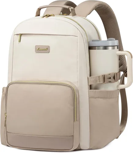 Miniatura 8 de LOVEVOOK Mochila para laptop para mujer con bolsillo para taza de gran capacidad, bolsa de computadora portátil de 15.6 pulgadas, mochila de viaje