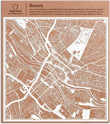 Miniatura 141 de O3 Design Studio Aberdeen - Mapa de papel cortado en papel blanco de 12 x 12 pulgadas