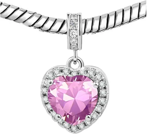 Miniatura 3 de KunBead Colgantes de enero a diciembre con piedra natal de amor y corazón compatibles con collar de pulsera Pandora