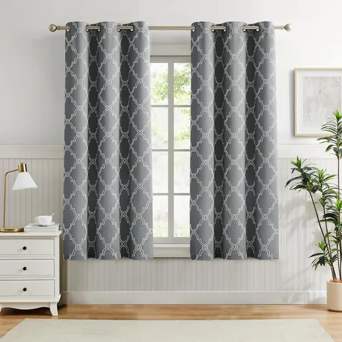 Miniatura 21 de Melodieux Cortinas 100% opacas de 96 pulgadas de largo para sala de estar, dormitorio estilo marroquí, aislamiento térmico, ahorro de energía