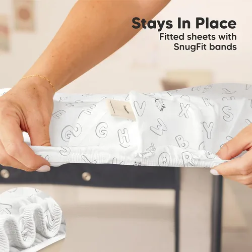 Miniatura 6 de 2 paquetes de sábanas ajustadas para mini cuna - 38x26 sábanas Pack N Play para colchón Pack and Play, algodón orgánico, ropa de cama transpirable