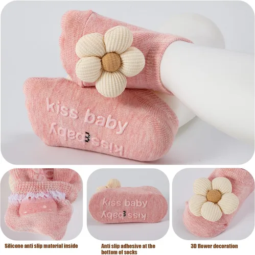 Miniatura 6 de Calcetines de algodón con agarre antideslizante para bebés, bebés, niñas, regalos para niñas