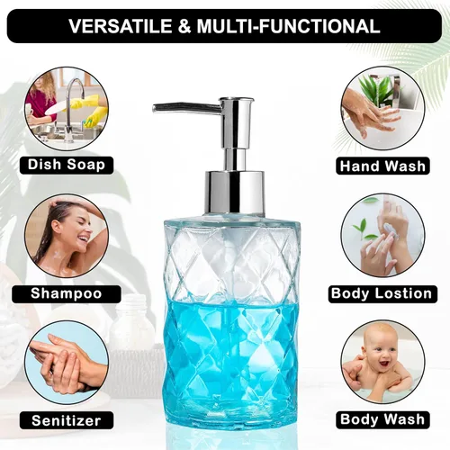Miniatura 2 de Dispensador de jabón de vidrio de 12 onzas para cocina, dispensador de jabón de manos para baño con bomba a prueba de óxido, dispensador de loción