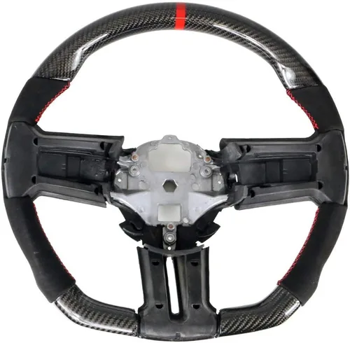 Miniatura 9 de IKON MOTORSPORTS, Volante compatible con Ford Mustang 2010-2014, Kit de reemplazo de cuerpo de volante en fibra de carbono y cuero con costura azul