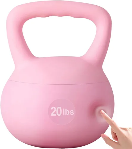 Miniatura 10 de soges Pesa rusa de PVC de una pieza con asas anchas, pesas rusas de entrenamiento de fuerza de 5 libras a 35 libras opcionales para mujeres