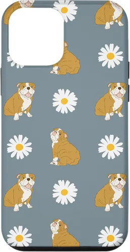Miniatura 16 de Funda para iPhone 11 Pro English Bulldog and Daisy Flower Pattern Dusty Blue