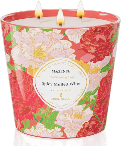 Miniatura 15 de M&SENSE Vela Perfumada de Gardenia y Jazmín, 28.2oz Velas Grandes de Cera de Soja Natural de 3 Mechas, Duraderas de Combustión Limpia y Lenta Sin