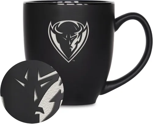 Miniatura 312 de Rico Industries - Taza de cerámica mate negra con grabado láser estándar de 15oz para NCAA (escuelas T & U) - Para bebidas calientes o frías