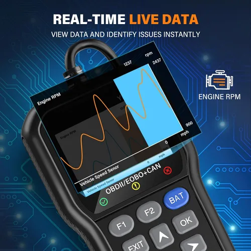 Miniatura 4 de BluSon YM319 - Escáner OBD2, herramienta de diagnóstico con probador de batería, lector de código de falla del motor con datos en vivo, impresión