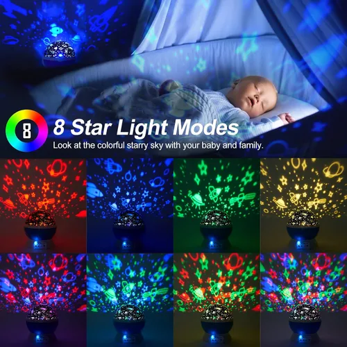 Miniatura 3 de Luces nocturnas de Navidad para bebé con control remoto, proyector de luna de rotación de 360 grados, 4 bombillas LED, 8 luces que cambian