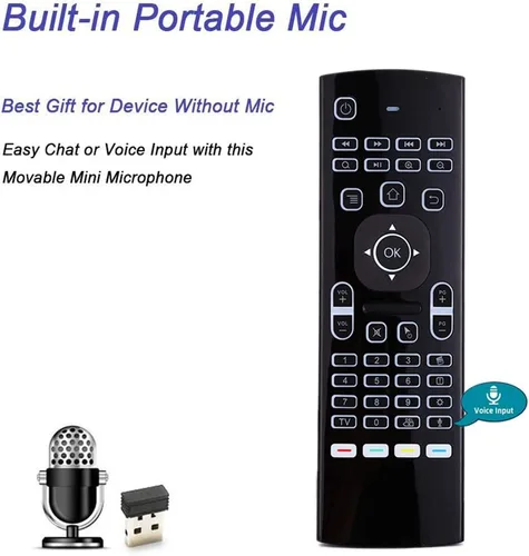 Miniatura 3 de Air Mouse, MX3 Pro - Mini teclado retroiluminado con control remoto, mini teclado inalámbrico y control remoto de ratón de aire de aprendizaje IR