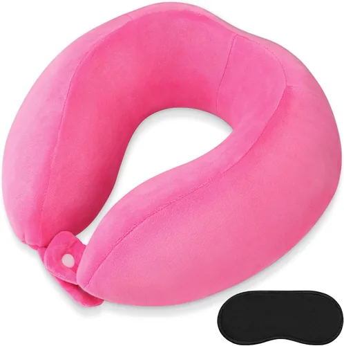 Miniatura 11 de Almohada de cuello de espuma viscoelástica para el cuello de avión con funda de terciopelo, almohada suave de avión para dormir, almohada de viaje