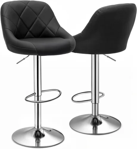 Miniatura 14 de Magshion Juego de 2 taburetes de bar, taburetes de bar giratorios de altura de mostrador, moderna silla de isla con respaldo y reposapiés para Gris