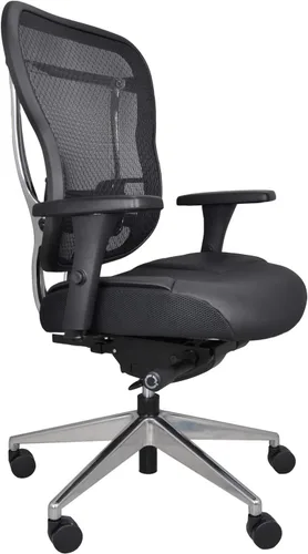 Oak Hollow Furniture Aloria Series - Silla de oficina ergonómica ejecutiva para computadora, cojín de asiento de piel auténtica, respaldo de malla,