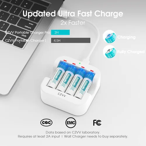 Miniatura 7 de Baterías de litio recargables AA de 1.5 V, paquete de 8, recargadas por completo, de larga duración, 3500 mWh, alta capacidad, 2300 mAh, Dual A