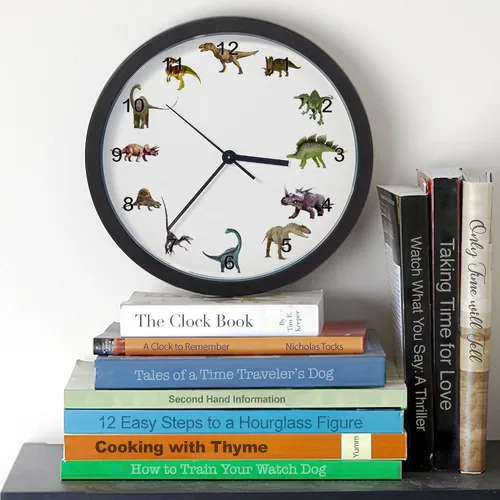 Miniatura 3 de CafePress Reloj de pared de dinosaurio con números negros, reloj de pared decorativo único de 10 pulgadas