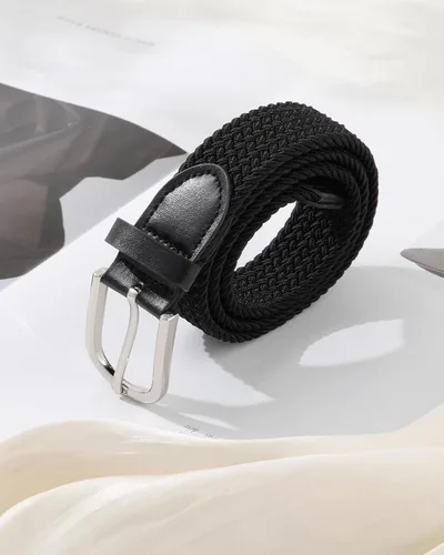 Miniatura 27 de AWAYTR Cinturón trenzado elástico para niños, cinturón de béisbol de golf elástico con hebilla de pasador negro para niños y niñas de 4 a 12 años
