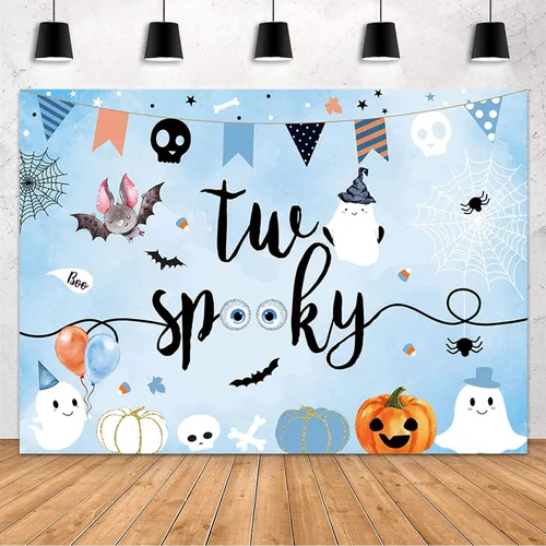 MEHOFOND Telón de fondo espeluznante de 7 x 5 pies para Halloween, segundo cumpleaños, decoración de fiesta de cumpleaños de Halloween, suministros