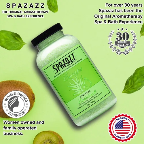 Miniatura 6 de Spazzaz - Cristales de aromaterapia para bañera de hidromasaje y spa. Cristales de pera kiwi de 22 onzas y sales de baño, sin aceite y seguro