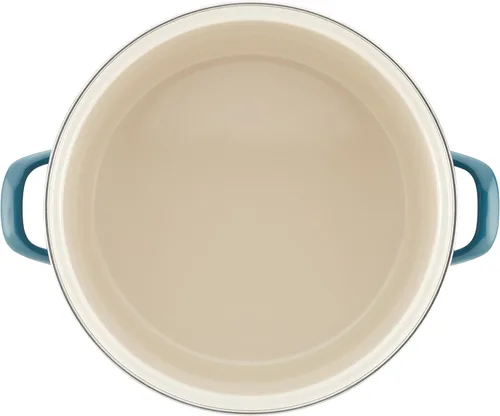Miniatura 3 de Rachael Ray Olla esmaltada en acero con tapa, 12 cuartos de galón, azul marino y cacerola antiadherente 12020 Create Delicious con colador y tapa, 3