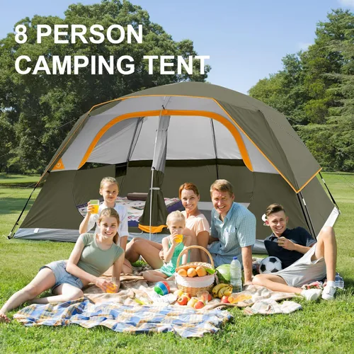Miniatura 8 de CAMPROS CP Upgraded 6/8 Person Camping Tents, Waterproof Windproof Family Tent with Larger Mesh Windows & Door, Double Layer, Easy Set Up, Oliva-8