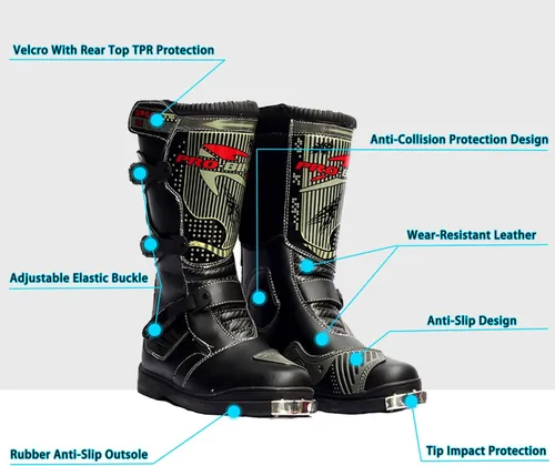 Miniatura 2 de 1Storm Botas de motocross MX ATV Dirt Bike Rider Long High Racing Negro MBM006, B1007 Rojo