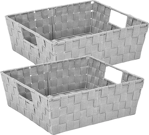 Miniatura 10 de Simplify Cesta rectangular de acero aleado de 15 x 13 x 5 pulgadas con 2 asas de transporte integradas, color negro