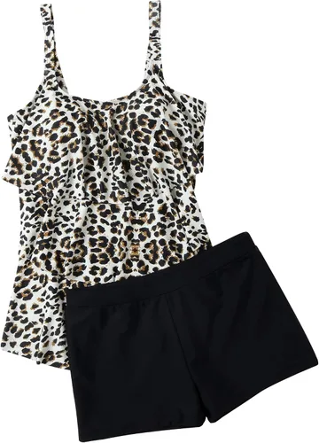 Miniatura 4 de OMKAGI Traje de baño tankini para mujer, con estampado tribal y pantalón corto
