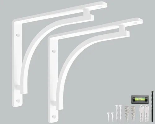 Miniatura 12 de Balin Designs - Soportes clásicos negros resistentes para estantes de 8 pulgadas, soporte en L, soporte para montaje en pared, soporte de metal