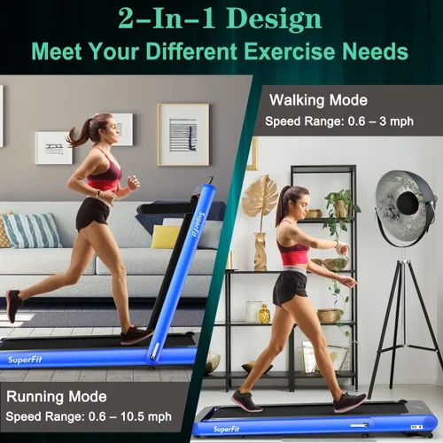Miniatura 2 de Goplus Caminadora plegable 2 en 1, 4.75 HP Superfit para debajo del escritorio, caminadora eléctrica con control de aplicación, pantalla táctil LED