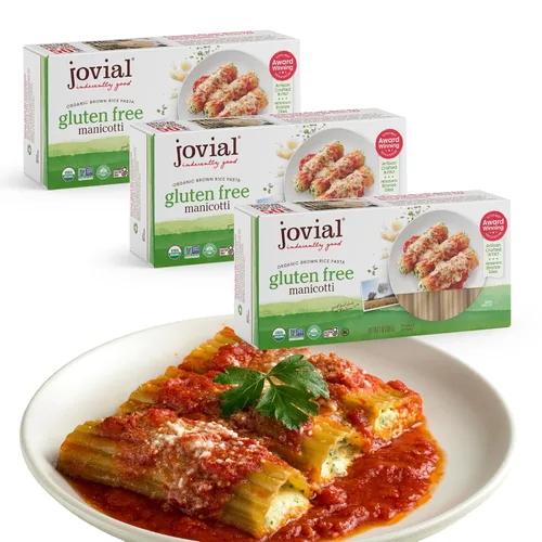 Miniatura 9 de Jovial Pasta Manicotti de Arroz Integral - Pasta Manicotti, Pasta de Manicotti, Pasta de Grano Entero, Pasta Orgánica, Sin Gluten, Sin Lácteos